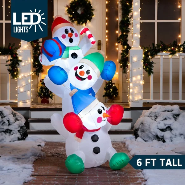Joiedomi 6ft LED Inflatable Snowman Decoration 4 Joiedomi 6ft LED Inflatable Snowman Decoration - Image 2
