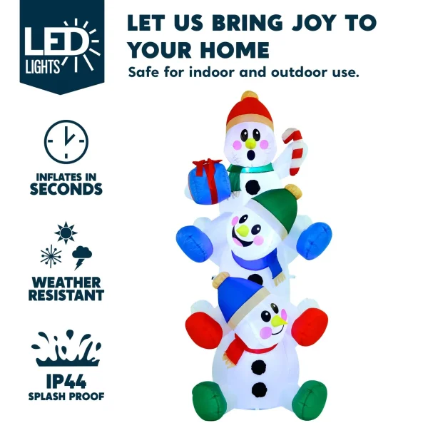 Joiedomi 6ft LED Inflatable Snowman Decoration 5 Joiedomi 6ft LED Inflatable Snowman Decoration - Image 3