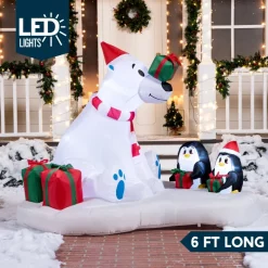 Joiedomi 6ft LED Polar Bear Christmas Inflatable Decoration -Christmas Ornaments Sales Store 6ft LED Polar Bear Christmas Inflatable Decoration 2 600x600 1