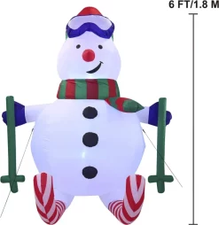 Joiedomi 6ft LED Tall Skiing Blow Up Snowman -Christmas Ornaments Sales Store 6ft LED Tall SKI Blow Up Snowman 5 result 600x616 1
