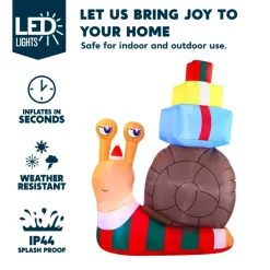 Joiedomi 6ft Inflatable LED Snail With A Stack Of Gifts -Christmas Ornaments Sales Store 6ft Large Cute Snail with a Stack of Gifts Inflatable 3 600x600 1