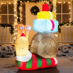 Joiedomi 6ft Inflatable LED Snail With A Stack Of Gifts -Christmas Ornaments Sales Store 6ft Large Cute Snail with a Stack of Gifts Inflatable 4 600x600 1