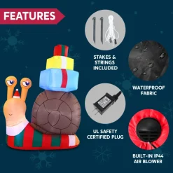 Joiedomi 6ft Inflatable LED Snail With A Stack Of Gifts -Christmas Ornaments Sales Store 6ft Large Cute Snail with a Stack of Gifts Inflatable 6 600x600 1