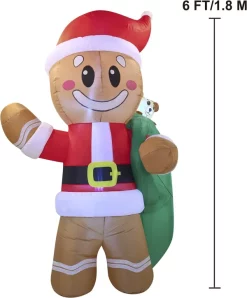 Joiedomi 6ft Large Santa Helper Gingerbread Man Inflatable -Christmas Ornaments Sales Store 6ft Large Santa Helper Gingerbread Man Inflatable 6 result 600x725 1