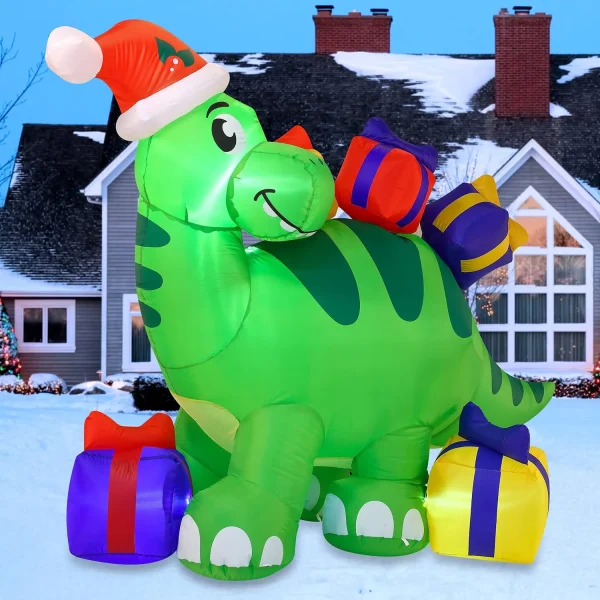 Joiedomi 6ft Tall LED Christmas Inflatable Dinosaur 3 Joiedomi 6ft Tall LED Christmas Inflatable Dinosaur