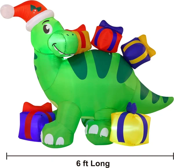 Joiedomi 6ft Tall LED Christmas Inflatable Dinosaur 4 Joiedomi 6ft Tall LED Christmas Inflatable Dinosaur - Image 2