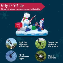 Joiedomi 6ft Long Inflatable Fishing Hole Sign With Polar Bear Fishing -Christmas Ornaments Sales Store 6ft Long Inflatable Fishing Hole Sign with Polar Bear Fishing 4 600x600 1