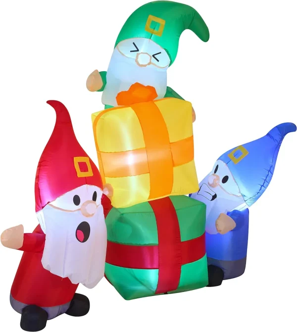 Joiedomi 6ft Long LED 3 Christmas Gnome Inflatable 4 Joiedomi 6ft Long LED 3 Christmas Gnome Inflatable - Image 2