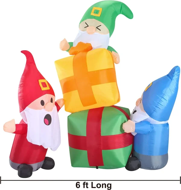 Joiedomi 6ft Long LED 3 Christmas Gnome Inflatable 5 Joiedomi 6ft Long LED 3 Christmas Gnome Inflatable - Image 3