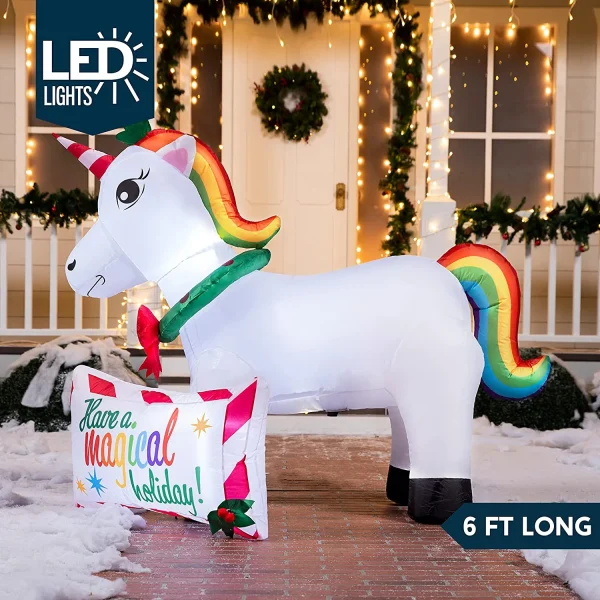 Joiedomi 6ft Long LED Inflatable Unicorn Christmas Decoration 4 Joiedomi 6ft Long LED Inflatable Unicorn Christmas Decoration - Image 2