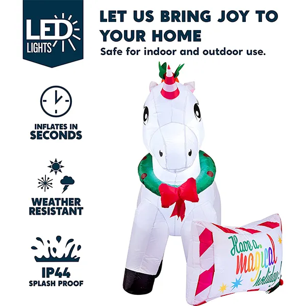 Joiedomi 6ft Long LED Inflatable Unicorn Christmas Decoration 5 Joiedomi 6ft Long LED Inflatable Unicorn Christmas Decoration - Image 3
