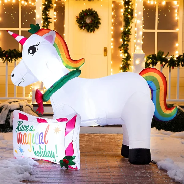 Joiedomi 6ft Long LED Inflatable Unicorn Christmas Decoration 6 Joiedomi 6ft Long LED Inflatable Unicorn Christmas Decoration - Image 4