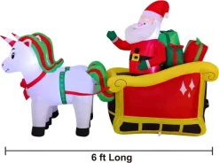 Joiedomi 6ft Long LED Inflatable Unicorn Pulling Sleigh 10 Joiedomi 6ft Long LED Inflatable Unicorn Pulling Sleigh -Christmas Ornaments Sales Store 6ft Long LED Inflatable Unicorn Pulling Sleigh 3 result 600x447 1
