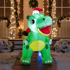 Joiedomi 6ft Long LED Santa Claus Inflatable Ride On Dinosaur -Christmas Ornaments Sales Store 6ft Long LED Santa Claus Inflatable Ride On Dinosaur 1 2 600x600 1