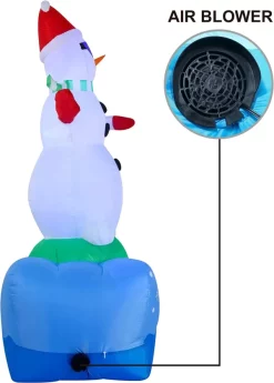 Joiedomi 6ft Tall Inflatable Snowman Snowboarding -Christmas Ornaments Sales Store 6ft Snowboarding Snowman with A Penguin Inflatable 4 result 600x838 1