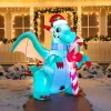 Joiedomi 6ft Tall LED Christmas Green Inflatable Dragon
