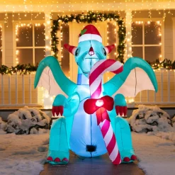 Joiedomi 6ft Tall LED Christmas Green Inflatable Dragon -Christmas Ornaments Sales Store 6ft Tall LED Christmas Green Inflatable Dragon 4 2 600x600 1