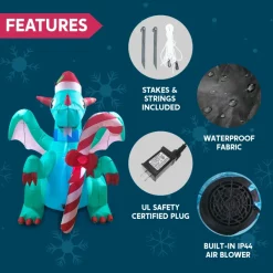 Joiedomi 6ft Tall LED Christmas Green Inflatable Dragon -Christmas Ornaments Sales Store 6ft Tall LED Christmas Green Inflatable Dragon 6 1 600x600 1