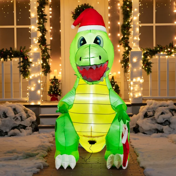 Joiedomi 6ft Tall LED Inflatable Dinosaur Holding A Stocking 3 Joiedomi 6ft Tall LED Inflatable Dinosaur Holding A Stocking