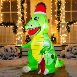 Joiedomi 6ft Tall LED Inflatable Dinosaur Holding A Stocking 11 Joiedomi 6ft Tall LED Inflatable Dinosaur Holding A Stocking -Christmas Ornaments Sales Store 6ft Tall LED Christmas Stocking Inflatable Dinosaur 4 600x600 1