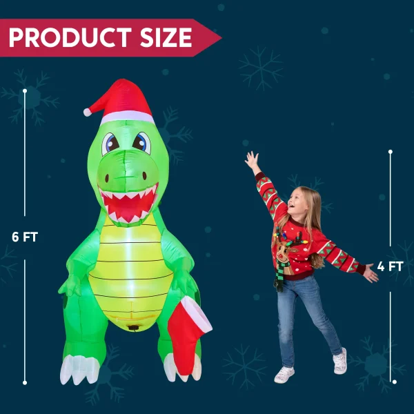 Joiedomi 6ft Tall LED Inflatable Dinosaur Holding A Stocking 7 Joiedomi 6ft Tall LED Inflatable Dinosaur Holding A Stocking - Image 5