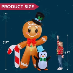 Joiedomi 6ft Tall LED Gingerbread With Penguin Decoration -Christmas Ornaments Sales Store 6ft Tall LED Gingerbread with Penguin Decoration 4 600x600 1