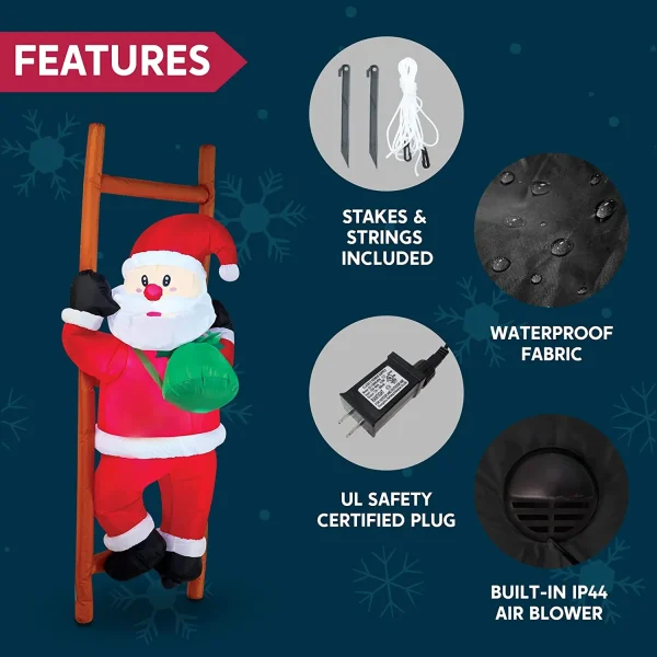 Joiedomi 6ft Tall LED Inflatable Climbing Santa Decoration 8 Joiedomi 6ft Tall LED Inflatable Climbing Santa Decoration - Image 6