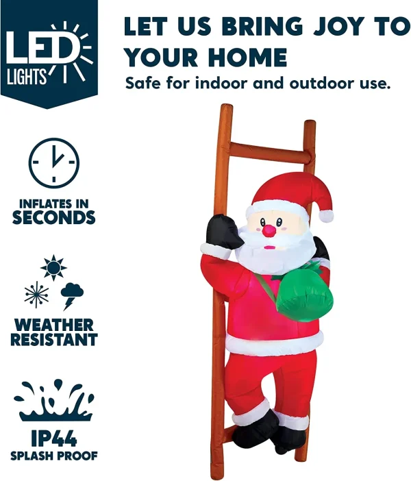 Joiedomi 6ft Tall LED Inflatable Climbing Santa Decoration 5 Joiedomi 6ft Tall LED Inflatable Climbing Santa Decoration - Image 3