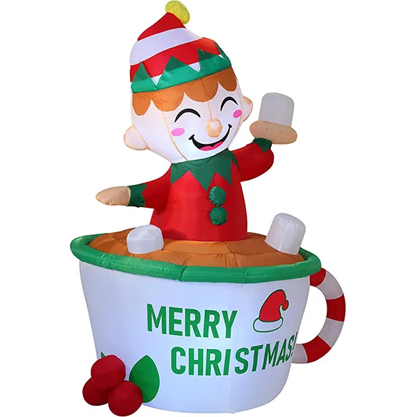 Joiedomi 6ft Tall LED Inflatable Elf Mug 4 Joiedomi 6ft Tall LED Inflatable Elf Mug - Image 2