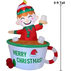 Joiedomi 6ft Tall LED Inflatable Elf Mug 10 Joiedomi 6ft Tall LED Inflatable Elf Mug -Christmas Ornaments Sales Store 6ft Tall LED Inflatable Elf Mug 2
