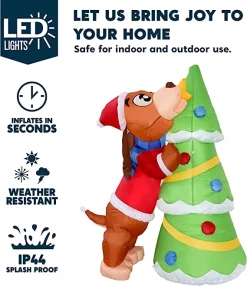 Joiedomi 6ft LED Christmas Puppy Inflatable Putting A Tree Topper 10 Joiedomi 6ft LED Christmas Puppy Inflatable Putting A Tree Topper -Christmas Ornaments Sales Store 6ft Tall Puppy Putting a Tree Topper Christmas Inflatable 1