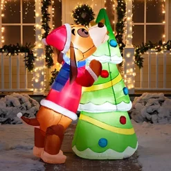 Joiedomi 6ft LED Christmas Puppy Inflatable Putting A Tree Topper