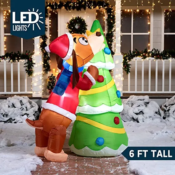 Joiedomi 6ft LED Christmas Puppy Inflatable Putting A Tree Topper 4 Joiedomi 6ft LED Christmas Puppy Inflatable Putting A Tree Topper - Image 2