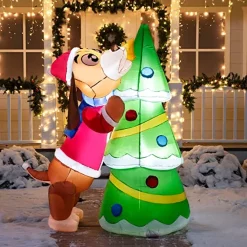 Joiedomi 6ft LED Christmas Puppy Inflatable Putting A Tree Topper 11 Joiedomi 6ft LED Christmas Puppy Inflatable Putting A Tree Topper -Christmas Ornaments Sales Store 6ft Tall Puppy Putting a Tree Topper Christmas Inflatable 6