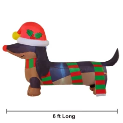 Joiedomi 6ft Long Inflatable Christmas Wiener Dog -Christmas Ornaments Sales Store 6ft Weiner Dog Eyes covered by a hug hat 2 result 600x600 1