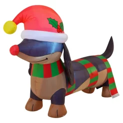Joiedomi 6ft Long Inflatable Christmas Wiener Dog -Christmas Ornaments Sales Store 6ft Weiner Dog Eyes covered by a hug hat 4 result 600x600 1