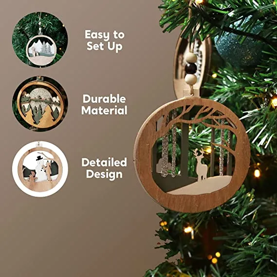 Joiedomi 6pcs Hanging Wooden Christmas Ornaments 6 Joiedomi 6pcs Hanging Wooden Christmas Ornaments - Image 4