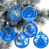 Joiedomi 6pcs Reindeer Carved Blue Wooden Christmas Ornaments