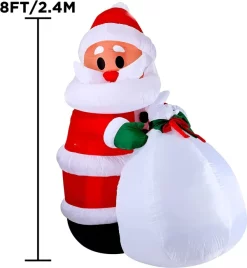 Joiedomi 8ft Inflatable LED Santa With Gift Bag -Christmas Ornaments Sales Store 7.9ft Inflatable LED Santa with Gift Bag 4 600x651 1