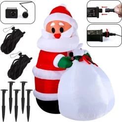 Joiedomi 8ft Inflatable LED Santa With Gift Bag -Christmas Ornaments Sales Store 7.9ft Inflatable LED Santa with Gift Bag 5 600x602 1