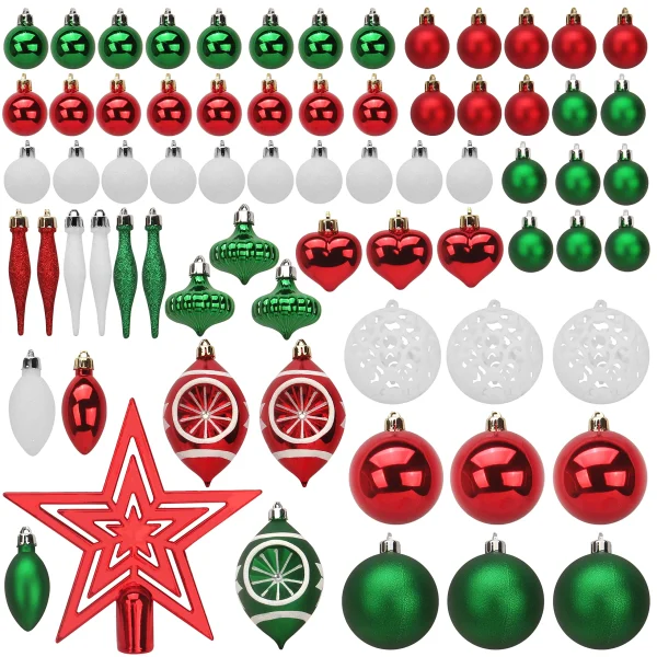 Joiedomi 70pcs Red White And Green Christmas Ornaments 3 Joiedomi 70pcs Red White And Green Christmas Ornaments