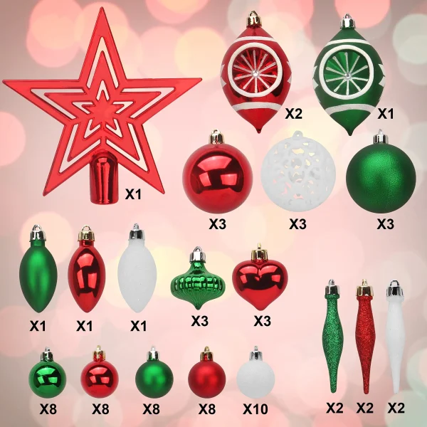 Joiedomi 70pcs Red White And Green Christmas Ornaments 6 Joiedomi 70pcs Red White And Green Christmas Ornaments - Image 4