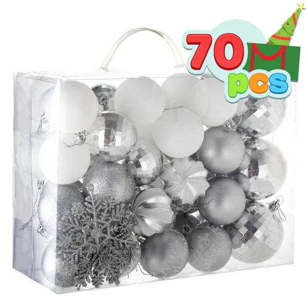 Joiedomi 71pcs White And Silver Christmas Tree Ornaments 4 Joiedomi 71pcs White And Silver Christmas Tree Ornaments - Image 2