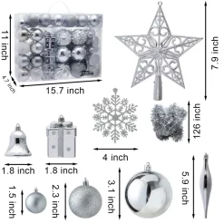 Joiedomi 71pcs White And Silver Christmas Tree Ornaments 9 Joiedomi 71pcs White And Silver Christmas Tree Ornaments -Christmas Ornaments Sales Store 70Pcs Christmas Ornaments with a Star Tree Topper Sliver and White 3 600x600 1