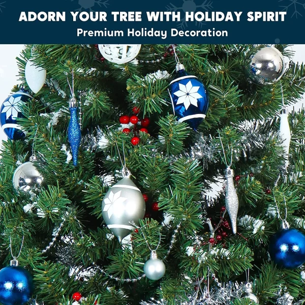 Joiedomi 70pcs Blue Silver & White Christmas Ornament Set 5 Joiedomi 70pcs Blue Silver & White Christmas Ornament Set - Image 3