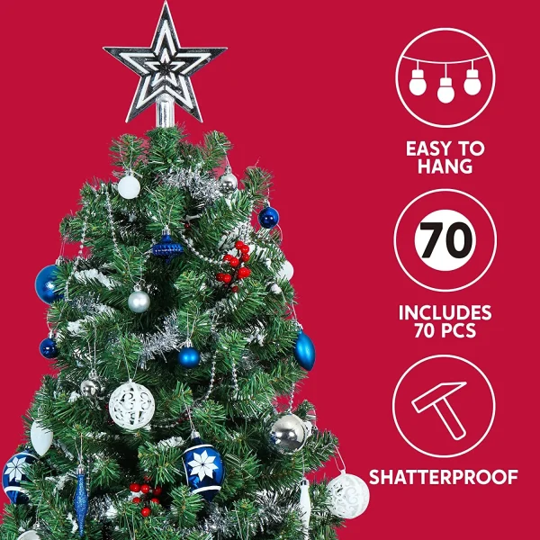 Joiedomi 70pcs Blue Silver & White Christmas Ornament Set 4 Joiedomi 70pcs Blue Silver & White Christmas Ornament Set - Image 2