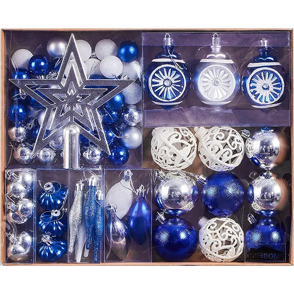 Joiedomi 70pcs Blue Silver & White Christmas Ornament Set 3 Joiedomi 70pcs Blue Silver & White Christmas Ornament Set
