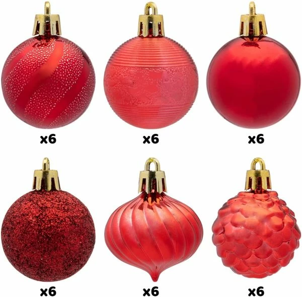 Joiedomi 36pcs Red Shatterproof Christmas Ball Ornaments 1.57in 6 Joiedomi 36pcs Red Shatterproof Christmas Ball Ornaments 1.57in - Image 4