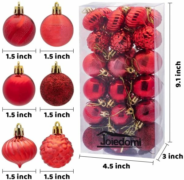 Joiedomi 36pcs Red Shatterproof Christmas Ball Ornaments 1.57in 5 Joiedomi 36pcs Red Shatterproof Christmas Ball Ornaments 1.57in - Image 3