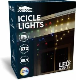 Joiedomi 672 LED Color Changing Christmas Icicle Lights 49.6ft